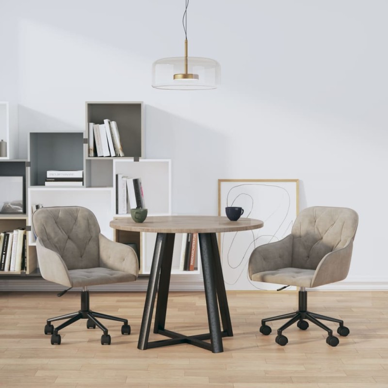 vidaXL Sillas de comedor giratorias 2 uds de terciopelo gris claro vidaXL Sillas de comedor giratorias 2 uds de terciopelo gris claro