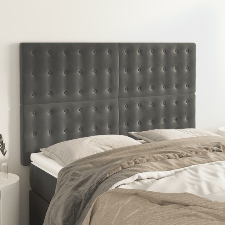 vidaXL Cabeceros 4 unidades terciopelo gris oscuro 72x5x78/88 cm