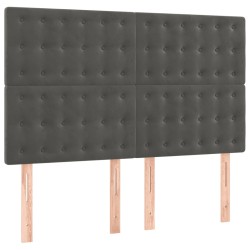 vidaXL Cabeceros 4 unidades terciopelo gris oscuro 72x5x78/88 cm