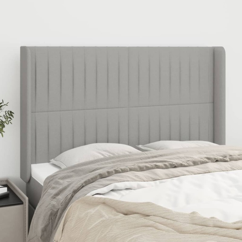 vidaXL Cabecero con orejas de tela gris claro 147x16x118/128 cm vidaXL Cabecero con orejas de tela gris claro 147x16x118/128 cm