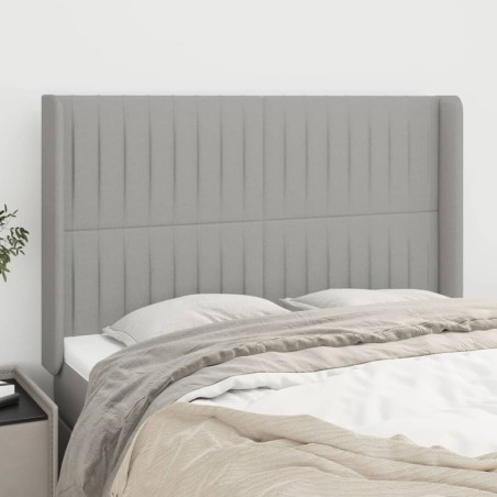 vidaXL Cabecero con orejas de tela gris claro 147x16x118/128 cm