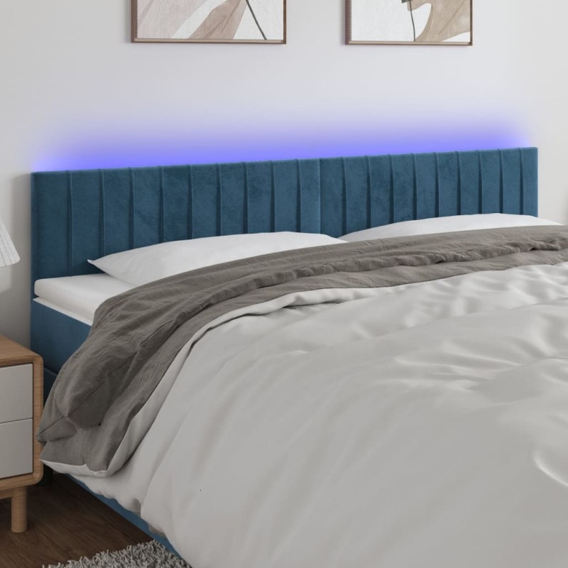 vidaXL Cabecero con LED de terciopelo azul oscuro 180x5x78/88 cm vidaXL Cabecero con LED de terciopelo azul oscuro 180x5x78/88 cm