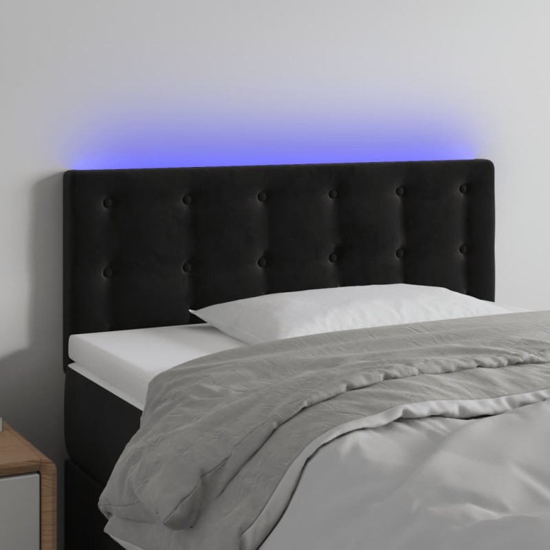 vidaXL Cabecero con LED de terciopelo negro 100x5x78/88 cm vidaXL Cabecero con LED de terciopelo negro 100x5x78/88 cm