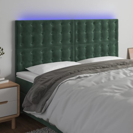 vidaXL Cabecero con luces LED terciopelo verde oscuro 160x5x118/128 cm