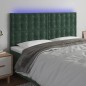 vidaXL Cabecero con luces LED terciopelo verde oscuro 160x5x118/128 cm vidaXL Cabecero con luces LED terciopelo verde oscuro 160x5x118/128 cm