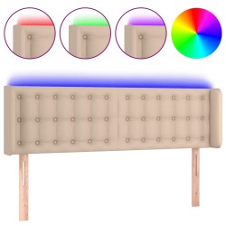 vidaXL Cabecero con LED cuero sintético capuchino 147x16x78/88 cm