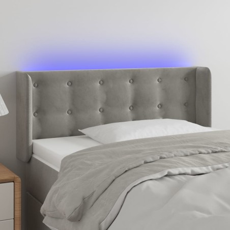 vidaXL Cabecero con LED de terciopelo gris claro 103x16x78/88 cm