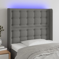 vidaXL Cabecero con LED de tela gris oscuro103x16x118/128 cm