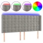 vidaXL Cabecero con LED de terciopelo gris claro 163x16x118/128 cm