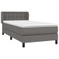 vidaXL Cama box spring con colchón cuero sintético gris 100x200 cm
