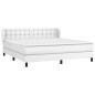 vidaXL Cama box spring con colchón cuero sintético blanco 160x200 cm