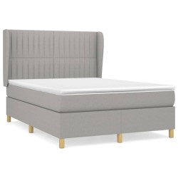 vidaXL Cama box spring con colchón tela gris claro 140x200 cm