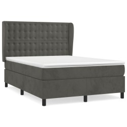 vidaXL Cama box spring con colchón terciopelo gris oscuro 140x200 cm