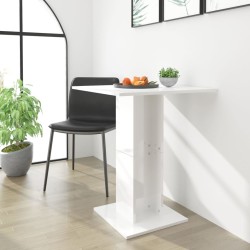 vidaXL Mesa de bistró madera contrachapada blanco brillo 60x60x75 cm