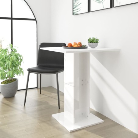 vidaXL Mesa de bistró madera contrachapada blanco brillo 60x60x75 cm