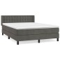 vidaXL Cama box spring con colchón terciopelo gris oscuro 140x190 cm vidaXL Cama box spring con colchón terciopelo gris oscuro 140x190 cm