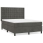 vidaXL Cama box spring con colchón terciopelo gris oscuro 140x200 cm vidaXL Cama box spring con colchón terciopelo gris oscuro 140x200 cm