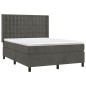 vidaXL Cama box spring con colchón terciopelo gris oscuro 140x200 cm vidaXL Cama box spring con colchón terciopelo gris oscuro 140x200 cm