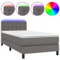 vidaXL Cama box spring colchón y LED cuero sintético gris 100x200 cm vidaXL Cama box spring colchón y LED cuero sintético gris 100x200 cm