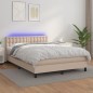 vidaXL Cama box spring colchón LED cuero sintético capuchino 140x190cm vidaXL Cama box spring colchón LED cuero sintético capuchino 140x190cm