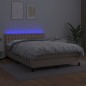 vidaXL Cama box spring colchón LED cuero sintético capuchino 140x190cm vidaXL Cama box spring colchón LED cuero sintético capuchino 140x190cm