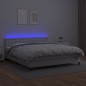 vidaXL Cama box spring colchón y LED cuero sintético blanco 160x200 cm