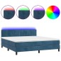 vidaXL Cama box spring colchón y LED terciopelo azul oscuro 180x200 cm vidaXL Cama box spring colchón y LED terciopelo azul oscuro 180x200 cm