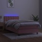 vidaXL Cama box spring colchón y LED terciopelo rosa 100x200 cm vidaXL Cama box spring colchón y LED terciopelo rosa 100x200 cm