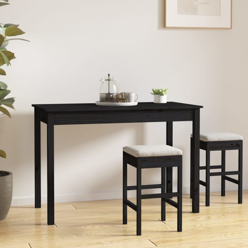 vidaXL Mesa de comedor madera maciza de pino negro 110x55x75 cm vidaXL Mesa de comedor madera maciza de pino negro 110x55x75 cm