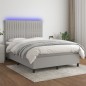 vidaXL Cama box spring colchón y luces LED tela gris claro 140x200 cm