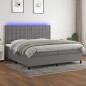 vidaXL Cama box spring colchón y luces LED tela gris claro 200x200 cm vidaXL Cama box spring colchón y luces LED tela gris claro 200x200 cm