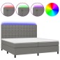 vidaXL Cama box spring colchón y luces LED tela gris claro 200x200 cm vidaXL Cama box spring colchón y luces LED tela gris claro 200x200 cm