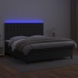 vidaXL Cama box spring colchón y LED cuero sintético negro 160x200 cm