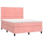 vidaXL Cama box spring colchón y LED terciopelo rosa 140x190 cm vidaXL Cama box spring colchón y LED terciopelo rosa 140x190 cm