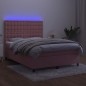 vidaXL Cama box spring colchón y LED terciopelo rosa 140x190 cm vidaXL Cama box spring colchón y LED terciopelo rosa 140x190 cm