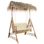 vidaXL Banco columpio 2 plazas hojas de palma y cojín bambú 202 cm vidaXL Banco columpio 2 plazas hojas de palma y cojín bambú 202 cm