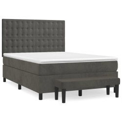 vidaXL Cama box spring con colchón terciopelo gris oscuro 140x200 cm
