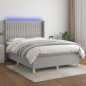 vidaXL Cama box spring colchón y luces LED tela gris claro 140x200 cm vidaXL Cama box spring colchón y luces LED tela gris claro 140x200 cm