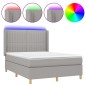 vidaXL Cama box spring colchón y luces LED tela gris claro 140x200 cm vidaXL Cama box spring colchón y luces LED tela gris claro 140x200 cm