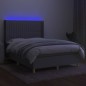 vidaXL Cama box spring colchón y luces LED tela gris claro 140x200 cm vidaXL Cama box spring colchón y luces LED tela gris claro 140x200 cm