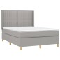 vidaXL Cama box spring colchón y luces LED tela gris claro 140x200 cm vidaXL Cama box spring colchón y luces LED tela gris claro 140x200 cm