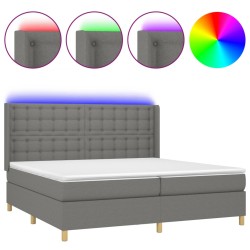 vidaXL Cama box spring colchón y luces LED tela gris claro 200x200 cm