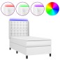 vidaXL Cama box spring y colchón LED cuero sintético blanco 80x200 cm vidaXL Cama box spring y colchón LED cuero sintético blanco 80x200 cm