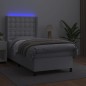 vidaXL Cama box spring y colchón LED cuero sintético blanco 80x200 cm vidaXL Cama box spring y colchón LED cuero sintético blanco 80x200 cm