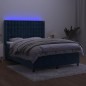 vidaXL Cama box spring colchón y LED terciopelo azul oscuro 140x200 cm