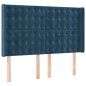 vidaXL Cama box spring colchón y LED terciopelo azul oscuro 140x200 cm