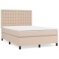 vidaXL Cama box spring con colchón cuero sintético capuchino 140x190cm vidaXL Cama box spring con colchón cuero sintético capuchino 140x190cm