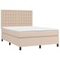 vidaXL Cama box spring con colchón cuero sintético capuchino 140x190cm vidaXL Cama box spring con colchón cuero sintético capuchino 140x190cm