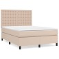 vidaXL Cama box spring con colchón cuero sintético capuchino 140x200cm vidaXL Cama box spring con colchón cuero sintético capuchino 140x200cm