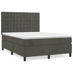 vidaXL Cama box spring con colchón terciopelo gris oscuro 140x190 cm